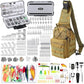 482 Pcs Fishing Sling Tackle Bag Set Fish Tackle Box Backpack Storage Fishing Gear and Equipment Included Fish Hook Remover Tool Lures Lip Gripper (482 Count)