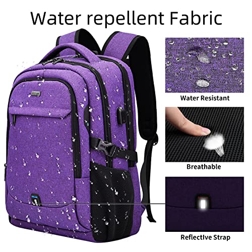 17 Inch Laptop Backpack for Travel Water Resistant College Backpack for Women Laptop Bag with USB Charging Port Work Backpack