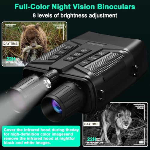 Night Vision Goggles Waterproof Full Color Image Rechargeable Tactical LED