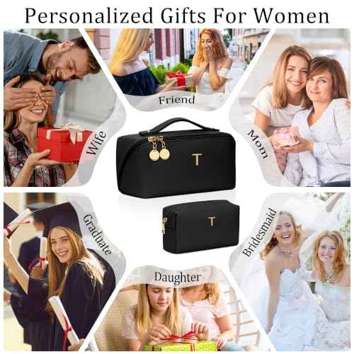 Initial Makeup Bag Personalized Gift for Women Teen Girls