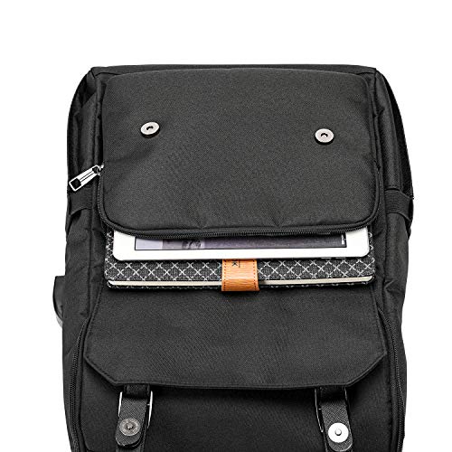 Vintage Backpack Travel Laptop Backpack with usb Charging Port for Women & Men College Backpack Fits 15.6 Inch Laptop Black