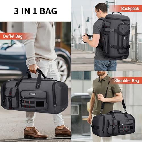 Duffle Bag for Men 3 in 1 Convertible 40L Nylon Gym Travel Backpack