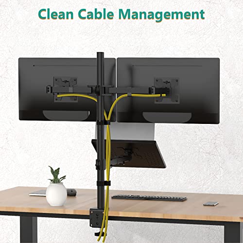 Dual Monitor and Laptop Stand for 17" Notebook and 27" Screens