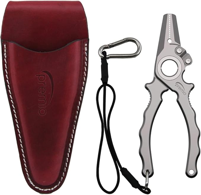 danco Premio Titanium Fishing Pliers, with Lanyard & Leather Sheath, Saltwater-Resistant Pliers for Offshore and Inshore Anglers, Multiple Sizes and Colors Available