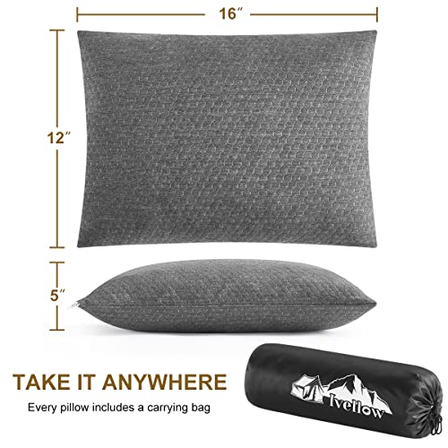 Memory Foam Travel Pillow Compressible Camping Pillow for Sleeping Shredded Memory Foam Pillow Compact Firm Supportive Travel Pillow for Adults Kids Outdoor Backpacking Hiking Essential Gear
