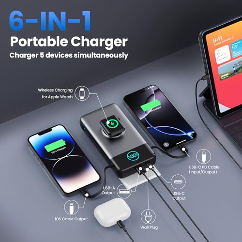 Portable Charger for iPhone with Built