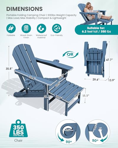 HDPE Folding Adjustable Adirondack Chair with Footrest