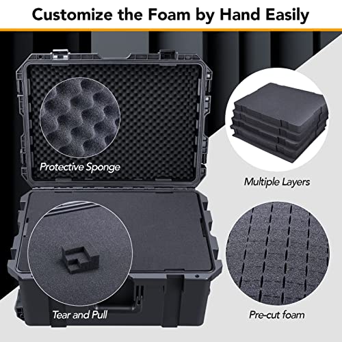 HC 6030 Large Waterproof Hard Case with Wheels and Customizable Foam