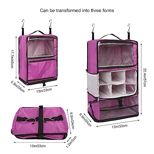 Travel Portable Hanging Shelves Closet Organizer Packing Luggage Storage with Multifunctional and Foldable Invisible Compartment