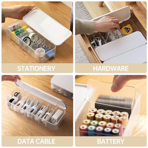 2 Pcs Cable Organizer Storage Box with Lid (2 Count)