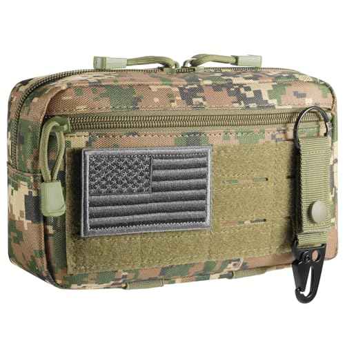 Tactical Molle Admin Pouch Utility Laser Cut EDC Tool Pouch Bag Horizontal Modular Pouches Include US Flag Patch and Keychain