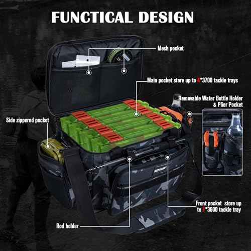 Fishing Tackle Bag with 4PCS 3700 & 2PCS 3600 Tackle Boxes