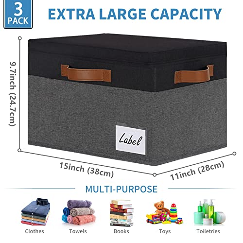 Fabric Storage Bins with Lids 3 Pack