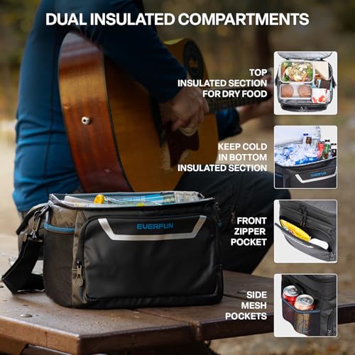Small Cooler Bag 24 Can Insulated Lunch Box Double Deck Soft Leak (24 Count)