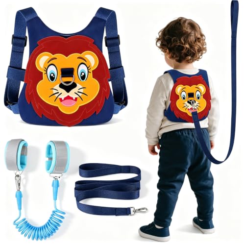 Toddlers Leash + Anti Lost Wrist Link Child Kids Safety Harness Kids Walking Wristband Assistant Strap Belt for Boys Pink Christmas Gift