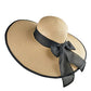 Womens Bowknot Straw Hat Foldable Beach Sun Hat Roll up UPF 54+