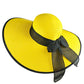 Womens Bowknot Straw Hat Foldable Beach Sun Hat Roll up UPF 50+