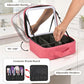 Travel Makeup Bag with Mirror & 6 Adjustable EVA Dividers