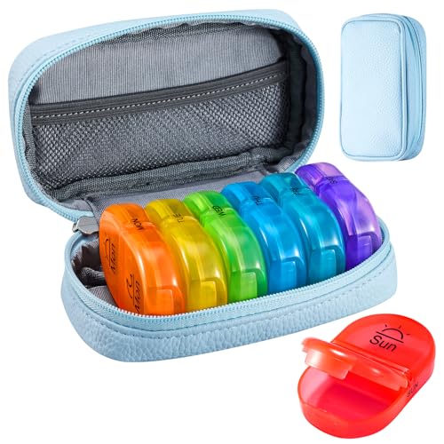 Weekly Travel Pill Organizer 2 Times a Day AM PM Rainbow Pill Box