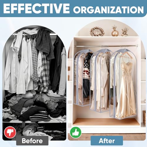 9PK Clear Garment Bags for Hanging Clothes (9 Count)