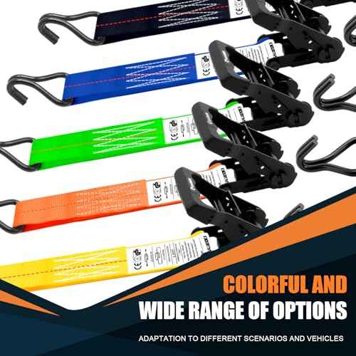 6 Pack 2 inch Ratchet Straps Heavy Duty J Hook 2 in x 15ft with Strong Ratcheting (6 Count)