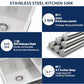 32" Undermount Double Bowl Kitchen Sink Stainless Steel Workstation