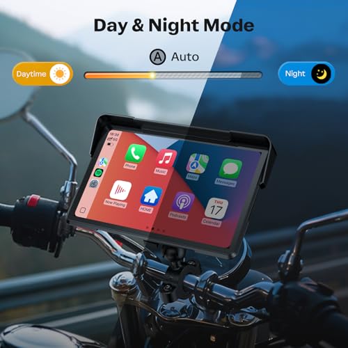 7 Inch Wireless Motorcycle Carplay GPS Navigation System with Apple Carplay and Android Auto Portable Screen with Dual Bluetooth