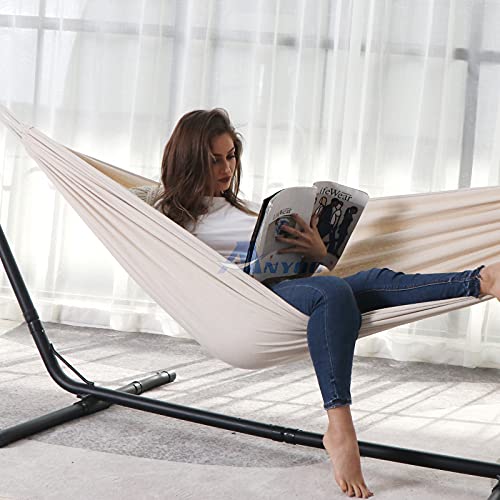 Cotton Camping Hammock Portable with Tree Straps Holds 660lbs