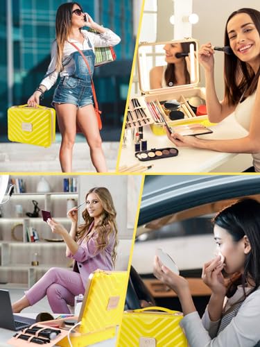 Travel Makeup Train Cases with Lighted Mirror 3 Color Setting