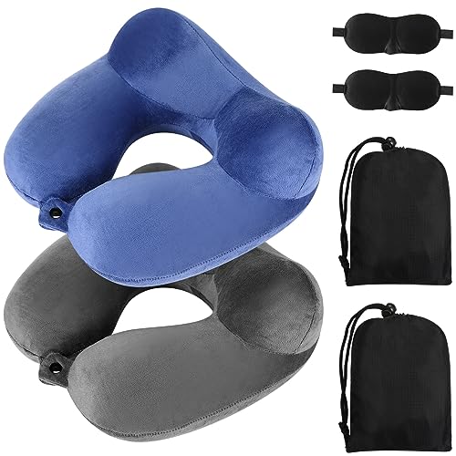 2 Pack Inflatable Travel Neck Pillow for Airplanes (2 Count)