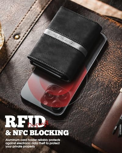 Trifold Card Wallet for Men RFID Blocking with Pop Up Credit Card Holder