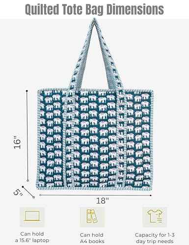 100% Cotton Quilted Tote Bag For Women