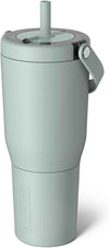 BrüMate Resa 35oz 100% Leakproof Travel Tumbler with Handle & Straw | Flexible SoftSip Straw | Silicone Sleeve for Durability | Stainless Steel | Cup Holder & Travel Friendly Water Bottle | (Sage)