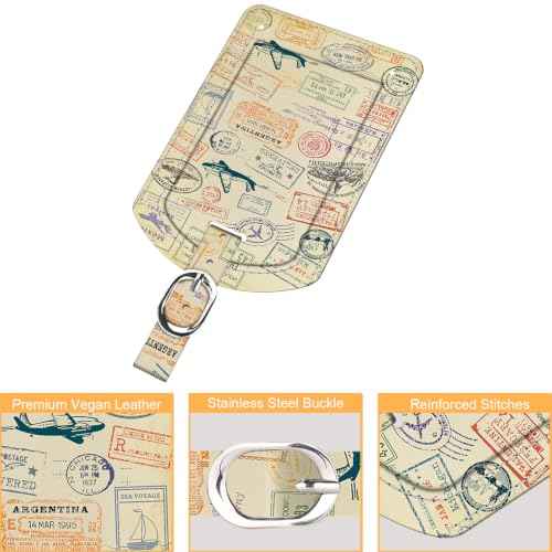 2 Pack Luggage Tags Leather Name ID Labels with Privacy Cover (2 Count)