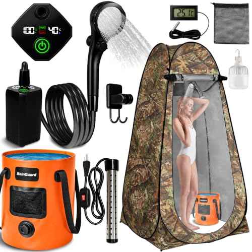 Portable Camping Shower Tent Kit with LED Lights