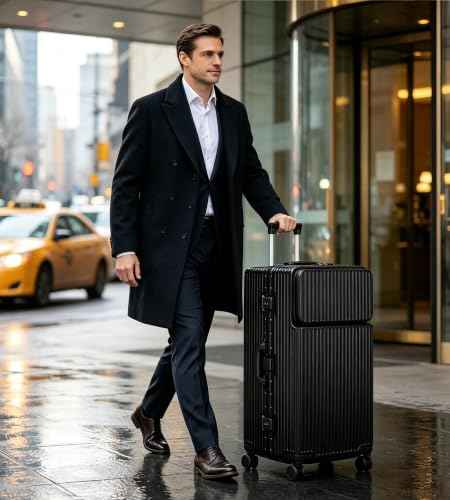 Super Large Aluminum Frame Zipperless Checked Luggage Front Pocket