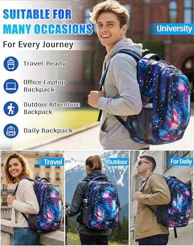 Extra Large Backpack Bookbag for College Travel Laptop Business Hiking Backpack Fit Laptop Up to 17 Inch Sturdy Multi Compartment Gifts for Men Women Night Light Reflective