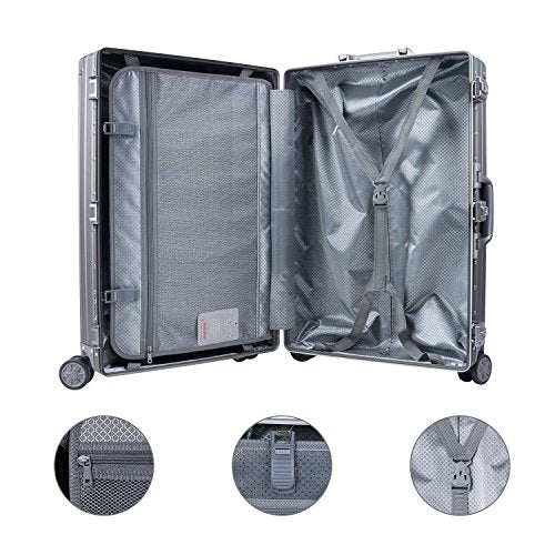 All Aluminum Luggage Zipperless Hard Shell Luggage Case with TSA Lock Spinner Alloy Metal Suitcase
