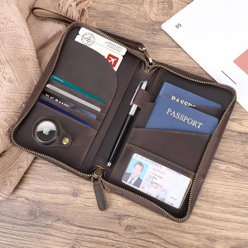 Polare Leather Passport Holder Travel Document Organizer Ticket Holder Case
