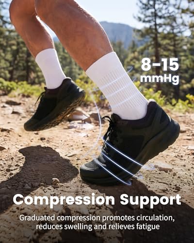 3 Pairs Running Compression Socks for Men & Women Crew Socks with Cushion (3 Count)