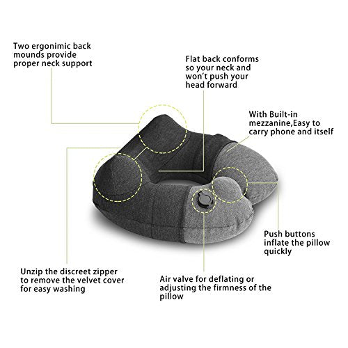 Inflatable Travel Neck Pillow for Airplane