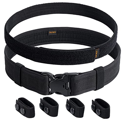 Duty Belt w Hook Lining 4 Keepers Police Law Enforcement Correctional Officer Security Black Nylon Outer Inner Belt S