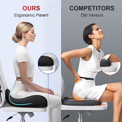 Memory Foam Seat Cushion Relieves Sciatica & Tailbone Pain