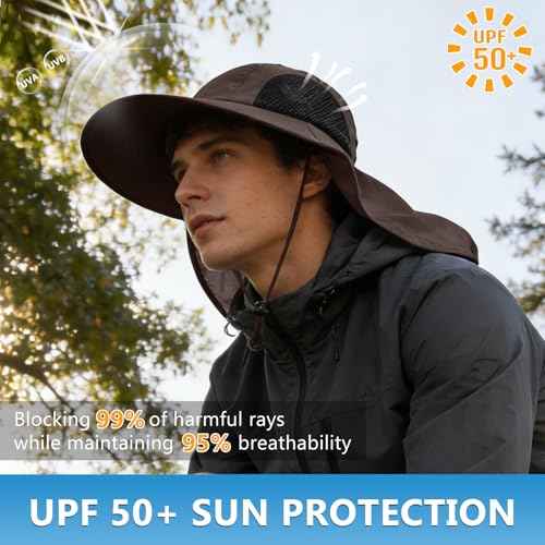 Sun Hat for Men Women with Neck Flap