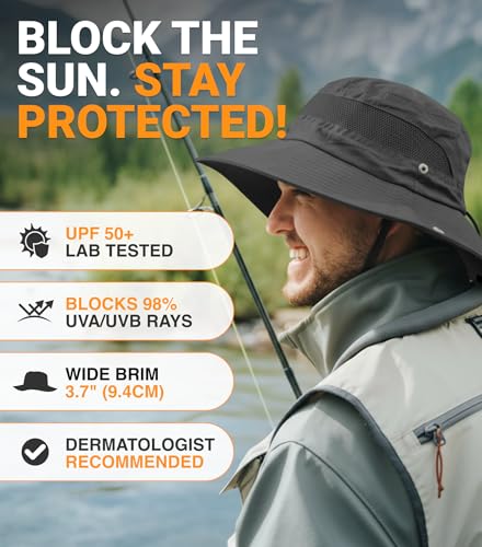 Safari Hat for Men Sun Hats for Women UV Protection UPF 50+ Fishing