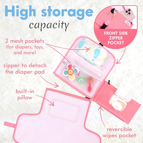 Portable Diaper Changing Pad with Wipes Pocket