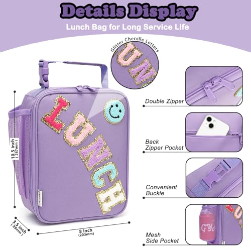 Lunch box Insulated Soft Bag Mini Cooler Back to School Thermal Meal Tote Kit With Buckle and Mesh Side Pocket for Girls
