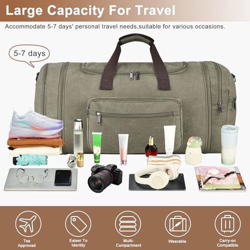 60L Canvas Duffle Bag for Men