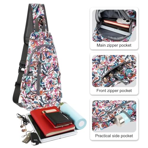 Small Sling Bag Lightweight Crossbody Bag for Easter Gifts Women Men Hiking Backpack Travel Shoulder Bag Chest Daypack for Gym Work Outdoor Sports Mix