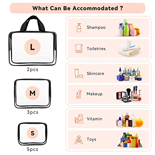 10 PCS Clear Travel Bags for Toiletries (10 Count)